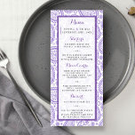 Het moderne Paisley Wedding Collectie - Paars Menu<br><div class="desc">Eenvoudig maar elegant, het moderne paisley bruiloft collectie is een verbluffend design met een mooie paisleydruk in een zachte paarse en witte kleur, die perfect is voor elke moderne huwelijksfeestdag. Deze menukaarten kunnen voor je speciale gelegenheid worden gepersonaliseerd en maken het perfecte object voor je bruiloft, vrijgezellenfeest, verlovingsfeest, verjaardagsfeest en...</div>