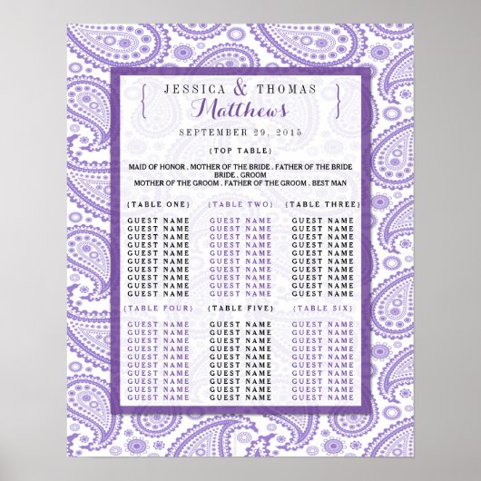 Het moderne Paisley Wedding Collectie - Paars Poster (Voorkant)