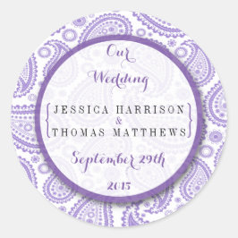 Het moderne Paisley Wedding Collectie - Paars Ronde Sticker