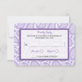 Het moderne Paisley Wedding Collectie - Paars RSVP Kaartje