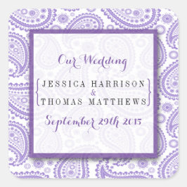 Het moderne Paisley Wedding Collectie - Paars Vierkante Sticker