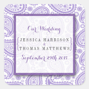 Het moderne Paisley Wedding Collectie - Paars Vierkante Sticker