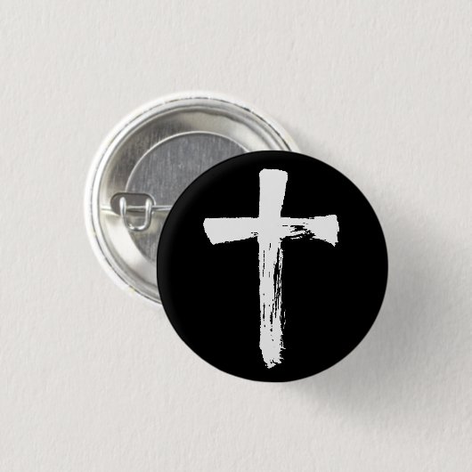 Het moderne penseelkruis Christelijk Christ Jesus Ronde Button 3,2 Cm (Voorkant /achterkant)