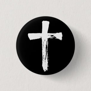 Het moderne penseelkruis Christelijk Christ Jesus  Ronde Button 3,2 Cm