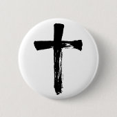 Het moderne penseelkruis - Christelijk Jesus God C Ronde Button 5,7 Cm (Voorkant)
