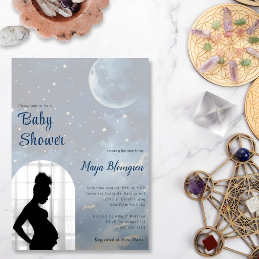 Het moderne Photo Arch Celestial Baby shower Kaart