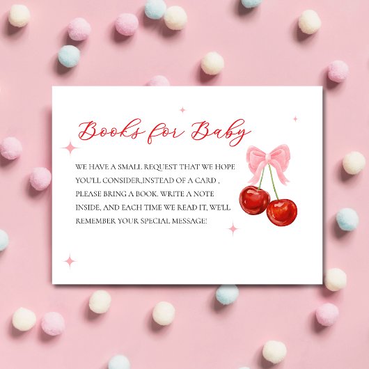 Het moderne Pink Cherry Baby shower Informatiekaartje