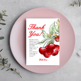 Het moderne Red Cherry Baby shower Bedankkaart