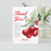 Het moderne Red Cherry Baby shower Bedankkaart (Staand voorkant)