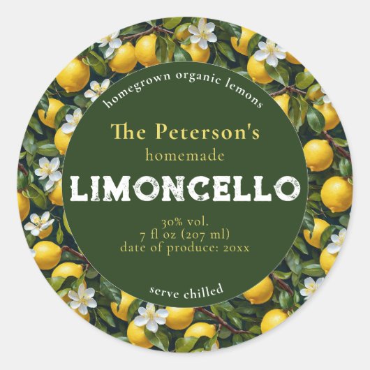 Het moderne Retro Limoncello Drink Label (Voorkant)
