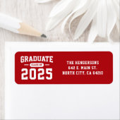 Het moderne rode Afstuderen retouradres label (Insitu)