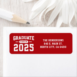 Het moderne rode Afstuderen retouradres label