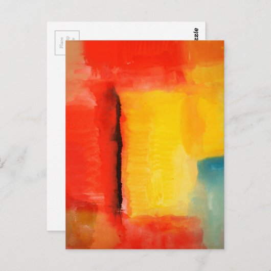 Het moderne Rode Gele Abstracte Schilderen Briefkaart (Voorkant / Achterkant)