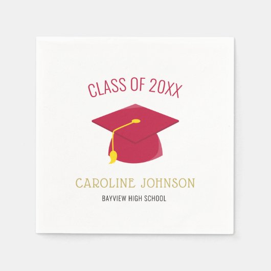Het moderne rode Pet & Tassel Afstuderen Servet (Voorkant)