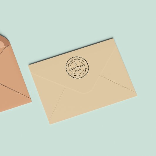 Het moderne Ronde Adres van de Familienaam van de  Zelfinktende Stempel