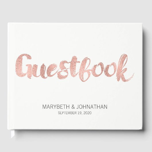 Het moderne Roos Gold Love Wedding Guest Book Gastenboek (Voorkant)