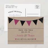 Het moderne roze Collectie van het Bunting Wedding Aankondigingskaart (Voorkant / Achterkant)