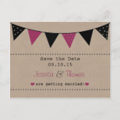 Het moderne roze Collectie van het Bunting Wedding Aankondigingskaart (Voorkant)