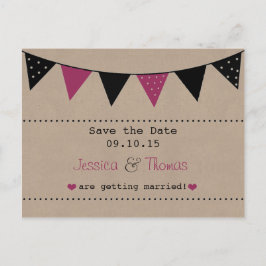 Het moderne roze Collectie van het Bunting Wedding Aankondigingskaart