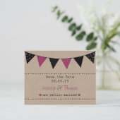Het moderne roze Collectie van het Bunting Wedding Aankondigingskaart (Staand voorkant)