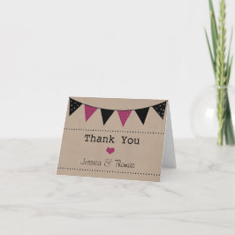 Het moderne roze Collectie van het Bunting Wedding Bedankkaart