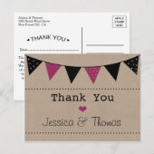 Het moderne roze Collectie van het Bunting Wedding Briefkaart (Voorkant / Achterkant)