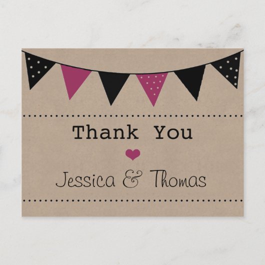 Het moderne roze Collectie van het Bunting Wedding Briefkaart (Voorkant)
