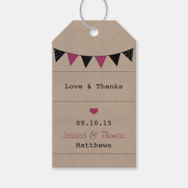 Het moderne roze Collectie van het Bunting Wedding Cadeaulabel