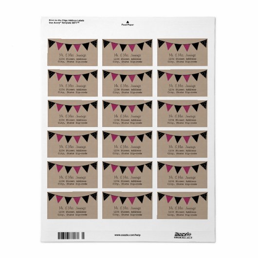 Het moderne roze Collectie van het Bunting Wedding Etiket (Full Sheet)