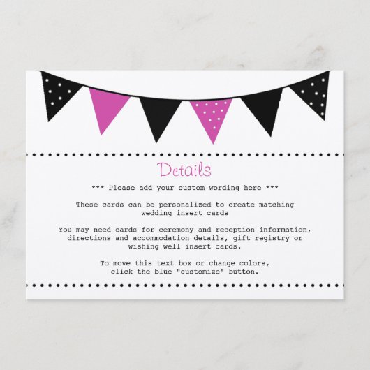 Het moderne roze Collectie van het Bunting Wedding Informatiekaartje (Voorkant)