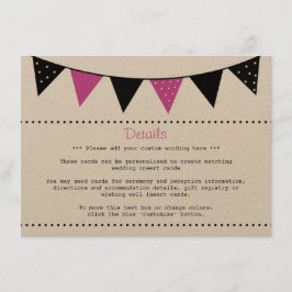 Het moderne roze Collectie van het Bunting Wedding Informatiekaartje
