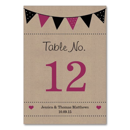 Het moderne roze Collectie van het Bunting Wedding Kaart (Voorkant)