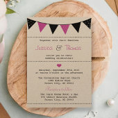 Het moderne roze Collectie van het Bunting Wedding Kaart