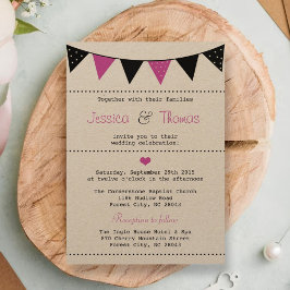 Het moderne roze Collectie van het Bunting Wedding Kaart