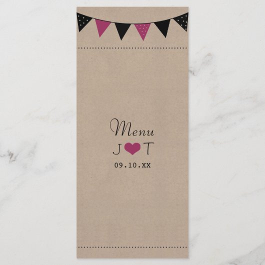 Het moderne roze Collectie van het Bunting Wedding Menu (Achterkant)