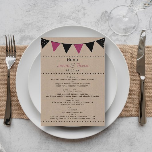 Het moderne roze Collectie van het Bunting Wedding Menu