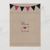 Het moderne roze Collectie van het Bunting Wedding Menu (Achterkant)