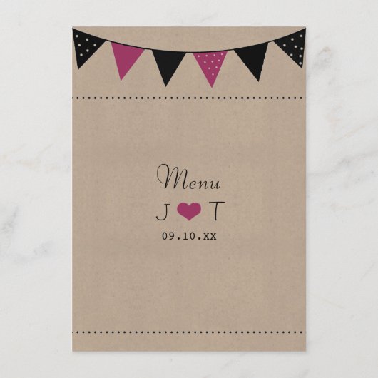 Het moderne roze Collectie van het Bunting Wedding Menu (Achterkant)