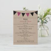 Het moderne roze Collectie van het Bunting Wedding Menu (Staand voorkant)