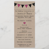 Het moderne roze Collectie van het Bunting Wedding Programmakaart (Voorkant)