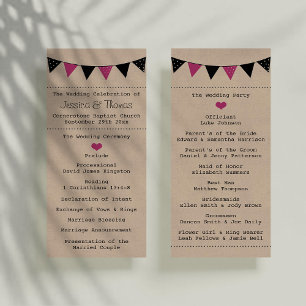 Het moderne roze Collectie van het Bunting Wedding Programmakaart