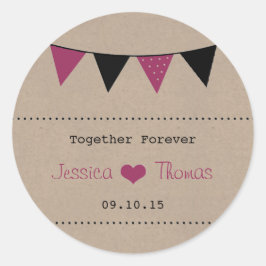 Het moderne roze Collectie van het Bunting Wedding Ronde Sticker