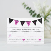 Het moderne roze Collectie van het Bunting Wedding RSVP Kaartje (Staand voorkant)