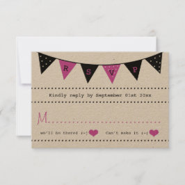 Het moderne roze Collectie van het Bunting Wedding RSVP Kaartje