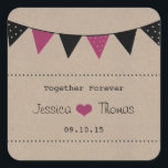 Het moderne roze Collectie van het Bunting Wedding Vierkante Sticker<br><div class="desc">Het moderne roze Collectie van het Bunting Wedding - Stickers - de  - verzegelen UITZICHT die ITEMS VOOR DIT COLLECTIE AANPASSEN</div>