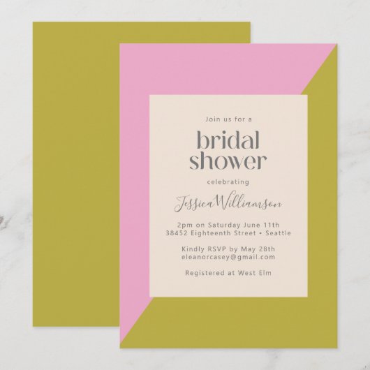 Het moderne roze en olijfvormige geometrische Vrij Kaart (Voorkant / Achterkant)