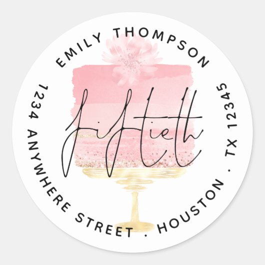 Het moderne Roze Manuscript van de Cake van de Roz Ronde Sticker (Voorkant)