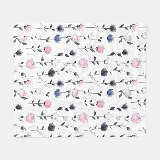 Het moderne rozen patroon fleece deken (Voorkant (Horizontaal))