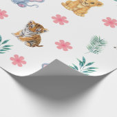 Het moderne Safari Oerwoud Animals Elephant Tiger  Cadeaupapier (Hoek)