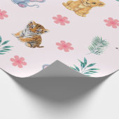 Het moderne Safari Oerwoud Animals Elephant Tiger Cadeaupapier (Hoek)